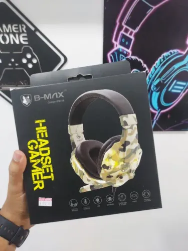 Headset Gamer Camuflado B-Max com LED - Consoles, PC e Mobile