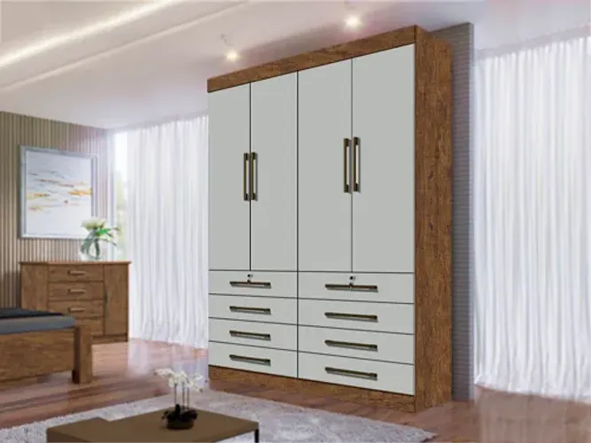 Guarda-Roupa 4 Portas 8 Gavetas Ype/Off White a54