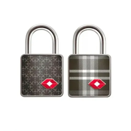 Cadeado com Chave de 25mm Xadrez Preto Misto TSA Twinpack Papaiz