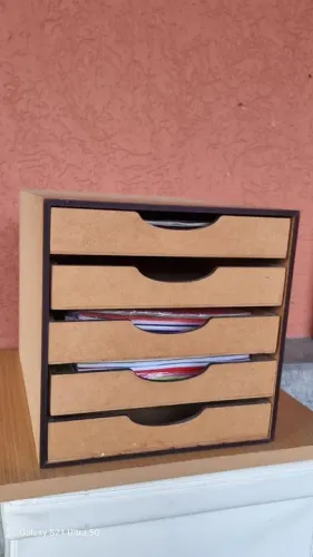 Gaveteiro organizador para folhas sulfite com 5 gavetas