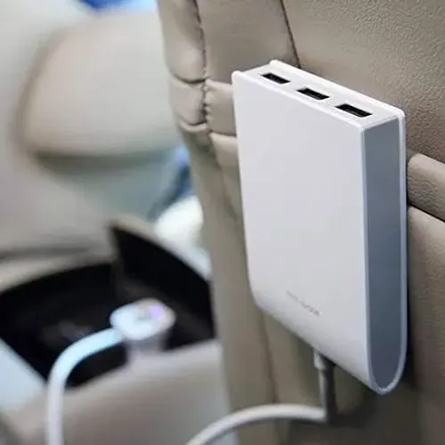 CARREGADOR VEICULAR COM EXTENSÃO PARA BANCO TRASEIRO COM 5 PORTAS USB ROCK SPACE