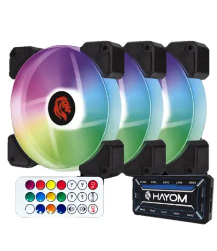Kit 3 Fans/Coolers 120mm Hayom RGB C/ Controladora - FC1306 - (NOVO)