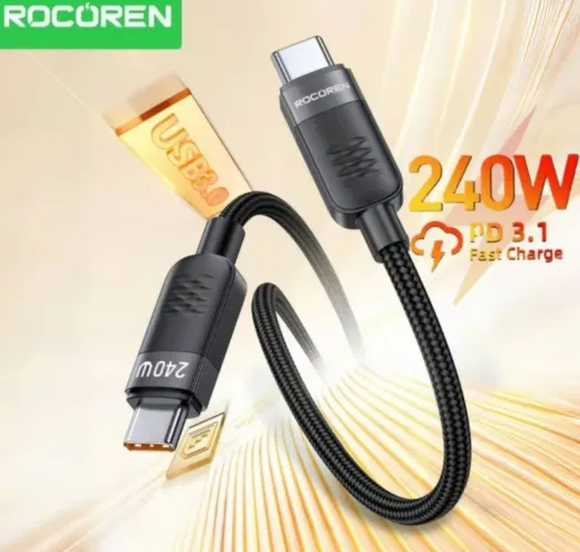 Cabo Rocoren 240W em Nylon 1M - Samsung, IPhone 17/16/15