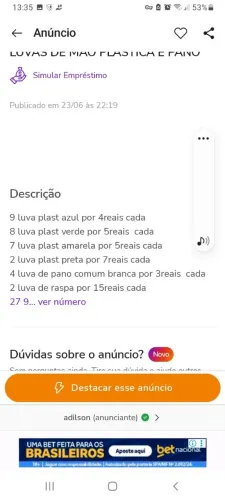 Luva de mão plastica e de pano