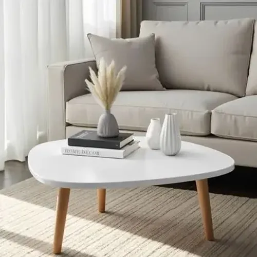 Mesa de Centro Orgânica Moderna Para Sala Pés Madeira