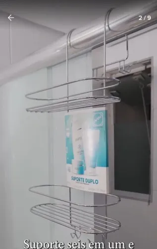 Porta Shampoo Duplo Cromado para Box Arthi