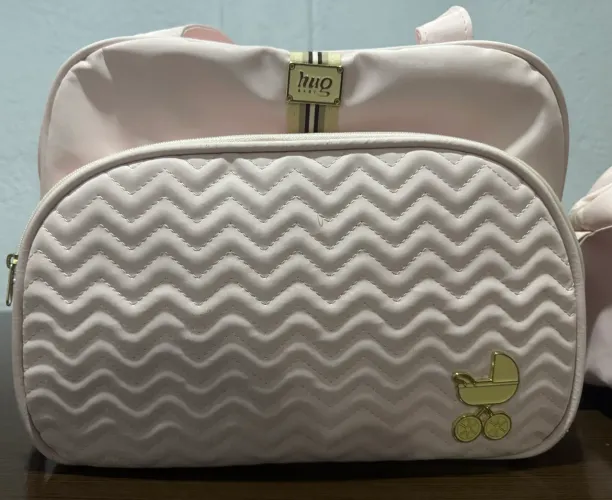 DUAS BOLSAS MATERNIDADE IMPERMEÁVEL / HUG ORIGINAL ROSA (TAMANHO MEDIA E GRANDE)