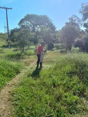 Limpeza de lotes e terrenos com roçadeira 