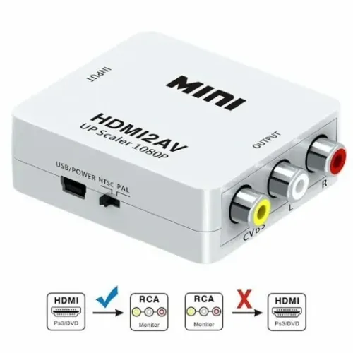 Mini Conversor HDMI para AV RCA Adaptador de Vídeo HD - KAP-V115 Loja Coimbra Computadores