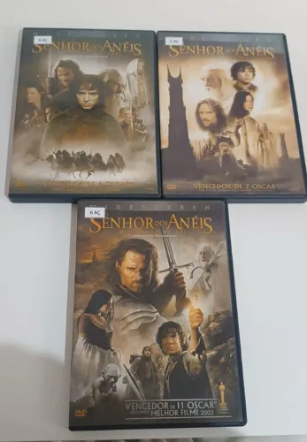 dvd's o senhor dos anéis: a sociedade do anel, as duas torres e o retorno do rei