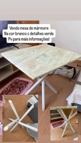 Mesa de mármore pequena, sem cadeiras