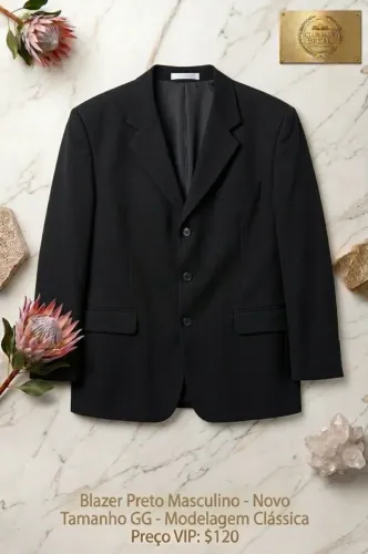 Blazer Preto Masculino - Novo
