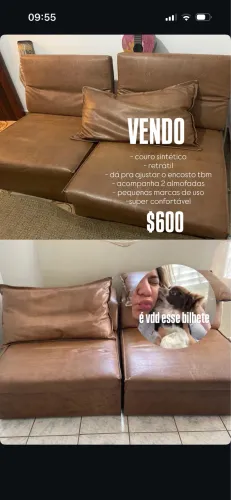Sofá courino retrátil