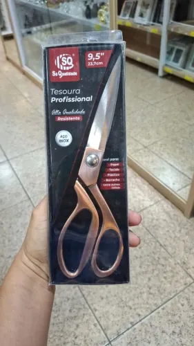 Tesoura profissional inox 9,5 para tecido / borracha /papel/etc <br>Novo