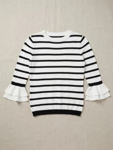 Blusa listrada com mangas 