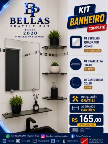 Kit para banheiro blindex temperado