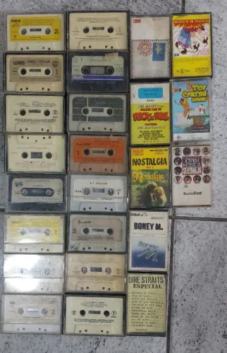 Lote com 24 fitas k7 originais diversos cantores fita cassete tape deck som antigo rádio
