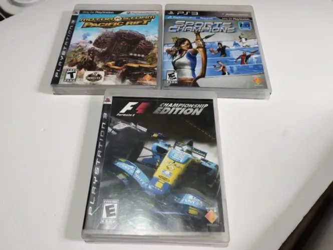 3 jogos PS3 F1 Championship, Motor Storm e Sports Champions (preço do lote com 3 jogos)