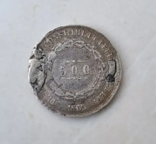 Moeda 500 reis 1865.
