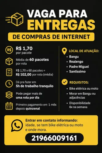 Vaga de entregador início imediato