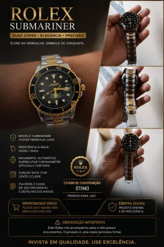 Relógio Luxo Masculino Estilo Rolex - Excelente Estado