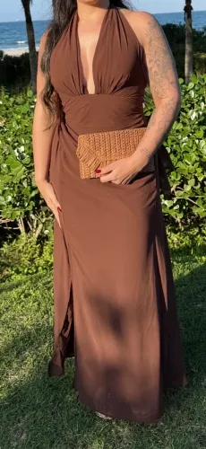 Vestido marrom de festa M/G