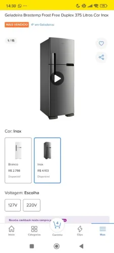 Vendo geladeira brastemp frost free 375 litros inox