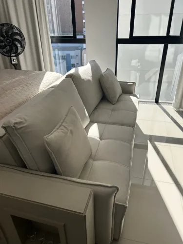 Sofá Retrátil + Sofá-Cama 3 Lugares - Off-White