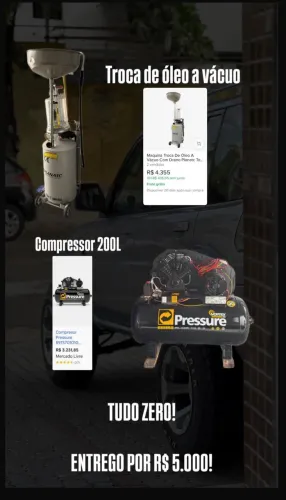 Kit oficina troca de óleo compressor e máquina de troca de óleo