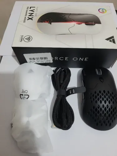 Mouse Gamer Force One Lynx Wireless 19k Dpi 7 Botões Rgb Cor Preto