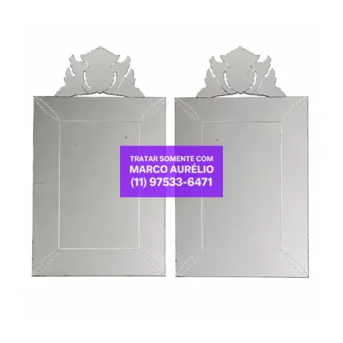 2x Espelhos Acrílicos Retangular Sala Quarto Estilo Veneziano 60x40 CM - R$ 50 o Par