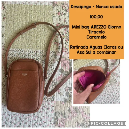Bolsa tiracolo Arezzo Giorno - couro caramelo