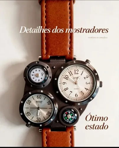 LINDO RELÓGIO OULM MODELO DUPLEX E BÚSSOLA EXTRA GRANDE TOP D+