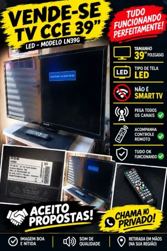? TV CCE LED 39" - R$400 - FUNCIONANDO + CONTROLE<br>Descrição: