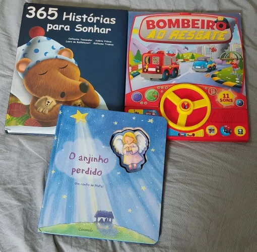 3 livros infantis capa dura 1 com som 