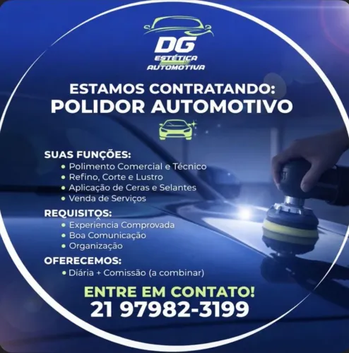 Vaga para POLIDOR AUTOMOTIVO E VAGA PARA LAVADOR