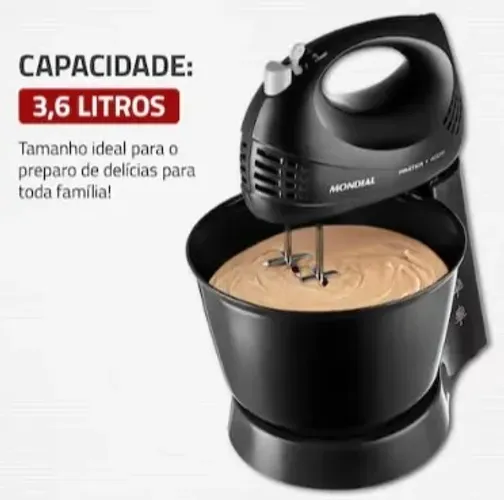 Batedeira Mondial Prática Black B-44 com 3 Velocidades - Preta - 110V