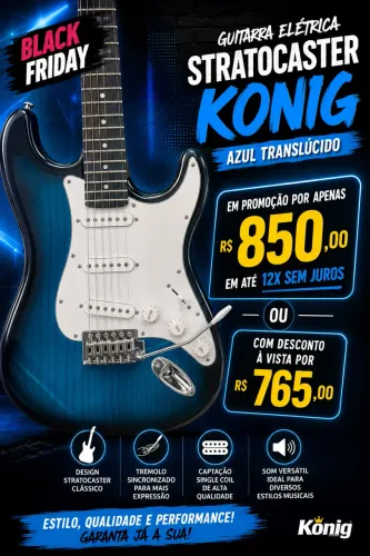 Guitarra elétrica stratocaster Konig azul translucid