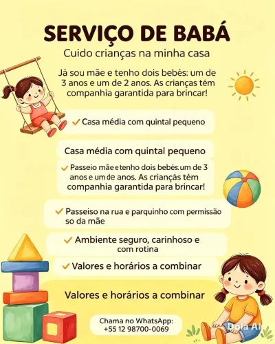 Cuido de Crianças na Minha Casa ? São José dos Campos
