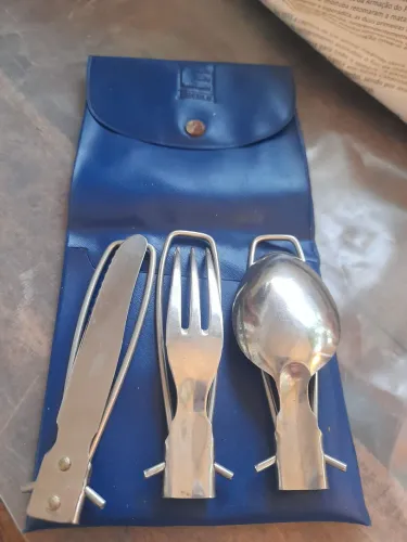 Conjunto talher vintage camping