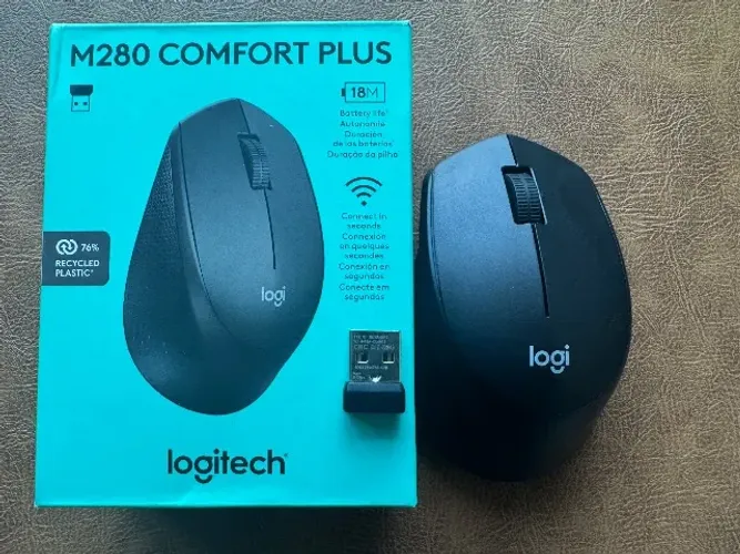 Mouse Logitech M280 Comfort Plus preto wireless