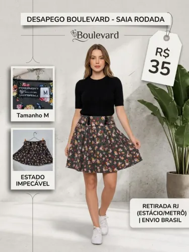 Saia Curta Florida Rodada - Marca Boulevard (Tam M) - Impecável