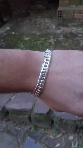 Pulseira prata 925 11mm elo duplo 