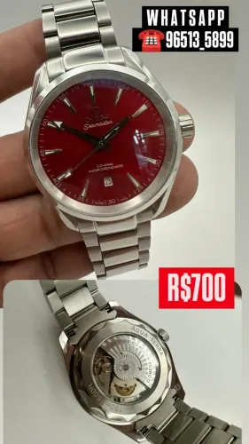 Relógio OMEGA AQUA TERRA AUTOMÁTICO FUNDO VERMELHO 