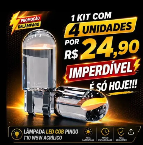 Lâmpada de led cob T10 pingo W5W acrílica por favor leia a descrição