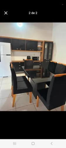 Mesa de jantar 6 cadeiras tampo de vidro 