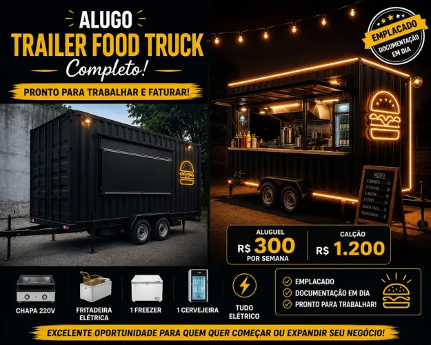 Aluguel trailer food truck 
