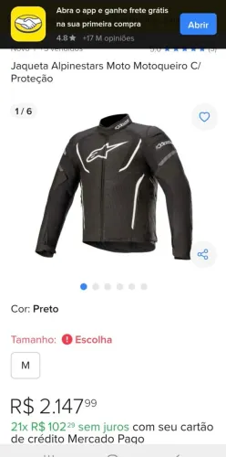 Jaquetas motociclista Alpinestar e outros..