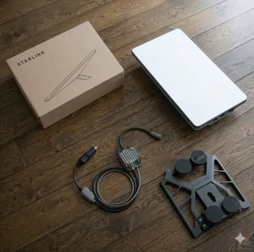 Kit Starlink Mini Veicular (Antena - Fonte veicular - Suporte Super Imã)