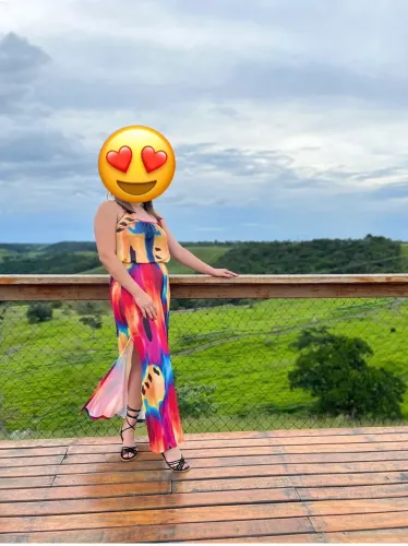 Vestido Longo Morena Rosa Estampado - Tam. P - Seminovo